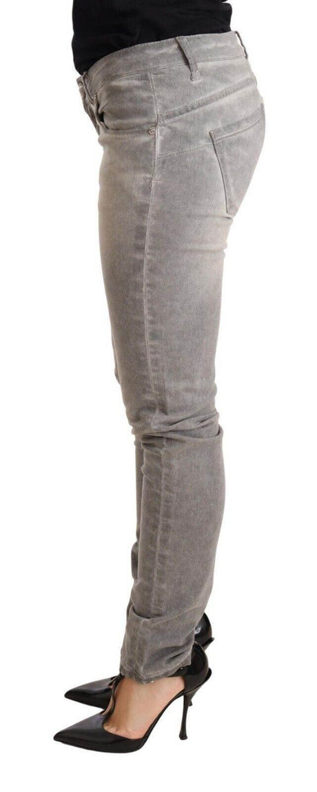 Acht Light Gray Washed Cotton Slim Fit Denim Women Trouser Jeans - Hilstor
