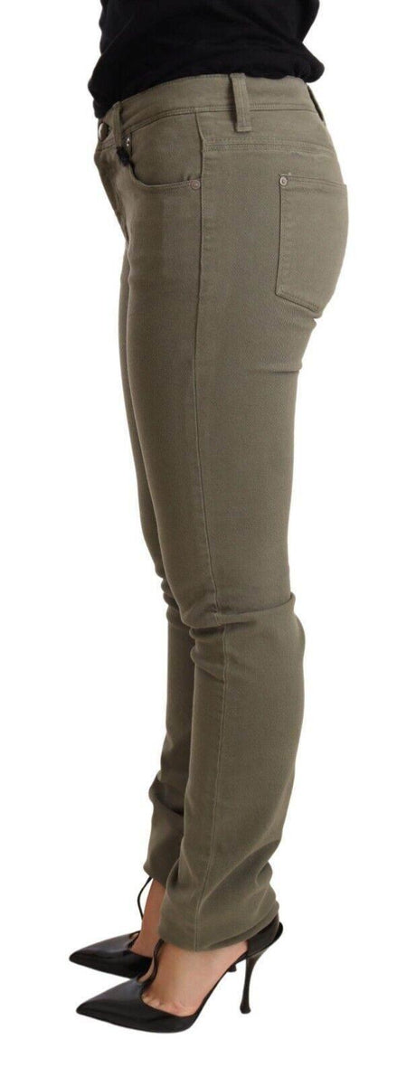 Ermanno Scervino Green Low Waist Skinny Slim Trouser Cotton Jeans - Hilstor