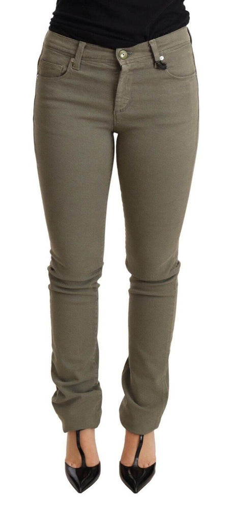 Ermanno Scervino Green Low Waist Skinny Slim Trouser Cotton Jeans - Hilstor