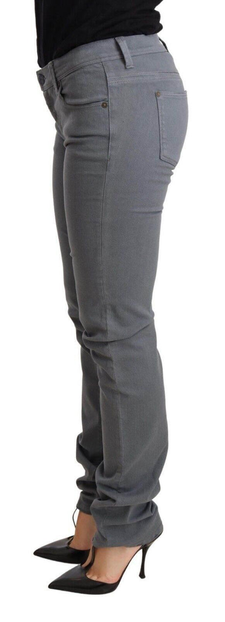 Ermanno Scervino Gray Low Waist Skinny Slim Trouser Cotton Jeans - Hilstor