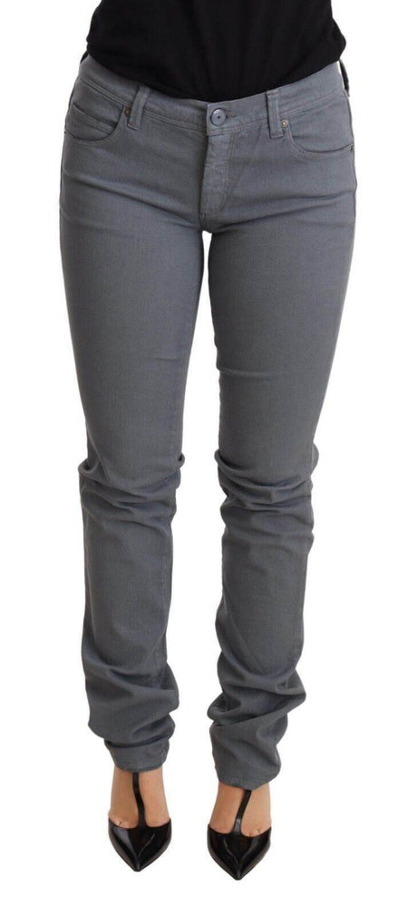 Ermanno Scervino Gray Low Waist Skinny Slim Trouser Cotton Jeans - Hilstor