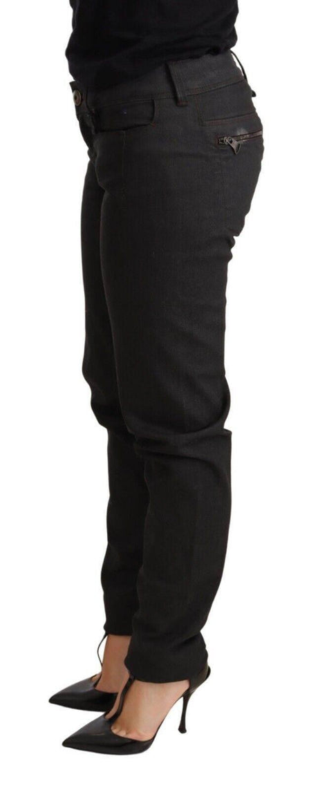 Ermanno Scervino Black Low Waist Skinny Slim Trouser Cotton Jeans - Hilstor