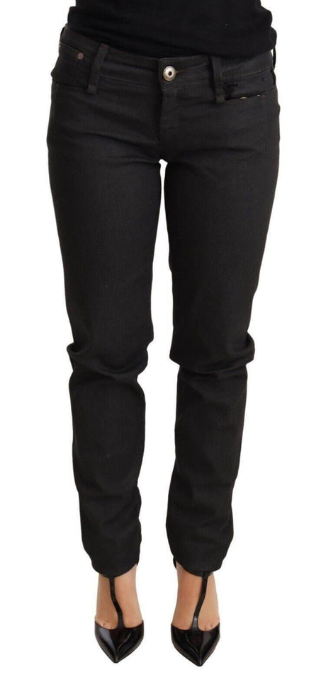 Ermanno Scervino Black Low Waist Skinny Slim Trouser Cotton Jeans - Hilstor