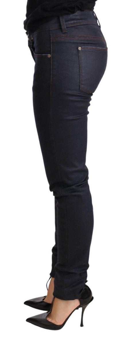 Ermanno Scervino Blue Low Waist Skinny Slim Trouser Cotton Jeans - Hilstor