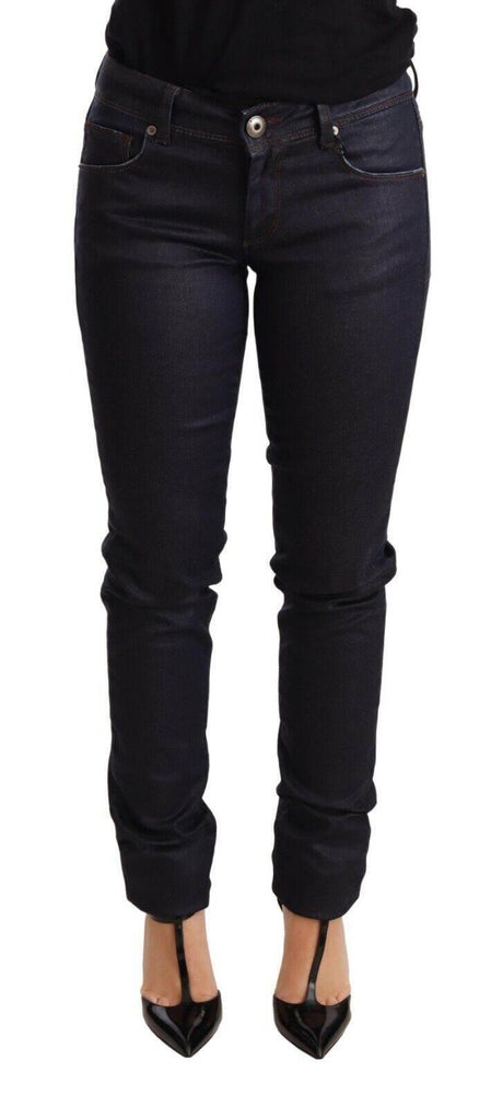 Ermanno Scervino Blue Low Waist Skinny Slim Trouser Cotton Jeans - Hilstor