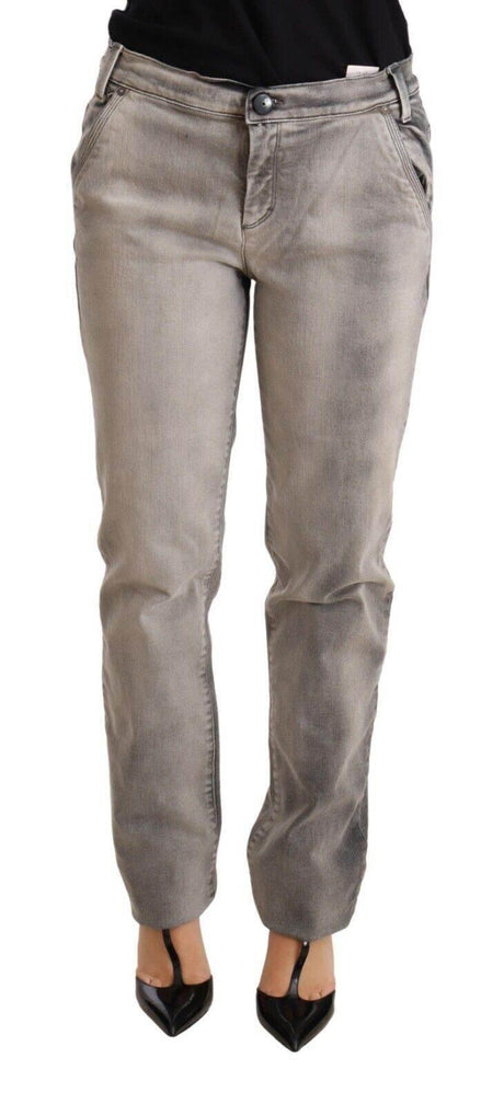 Ermanno Scervino Gray Washed Low Waist Skinny Trouser Cotton Jeans - Hilstor