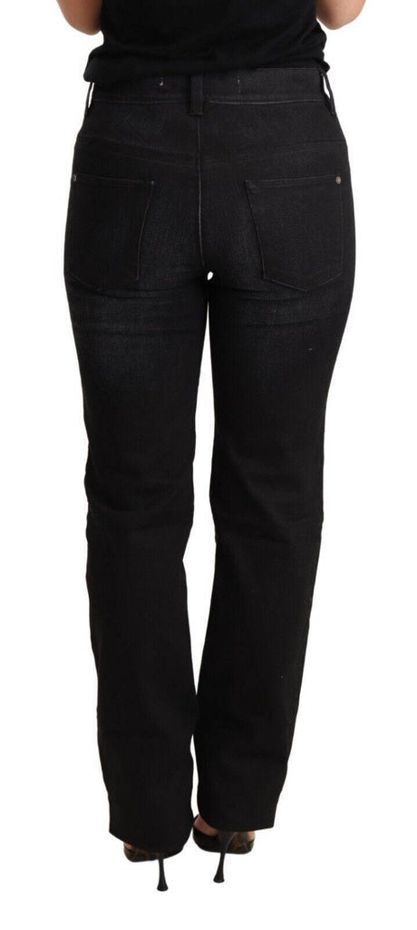 Ermanno Scervino Black Washed Straight Denim Trouser Cotton Jeans - Hilstor