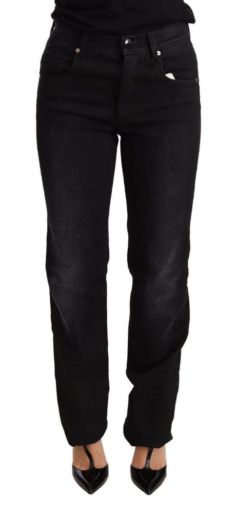 Ermanno Scervino Black Washed Straight Denim Trouser Cotton Jeans - Hilstor