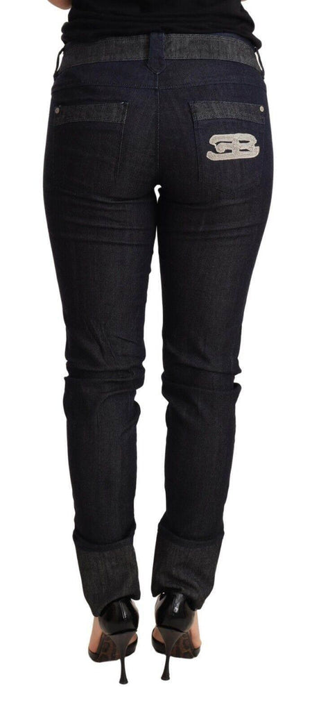 Ermanno Scervino Blue Skinny Folded Hem Denim Trouser Cotton Jeans - Hilstor