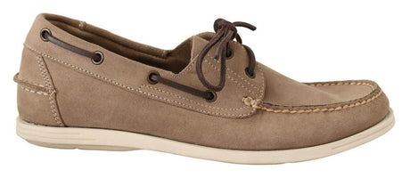 Pollini Beige Suede Low Top Mocassin Loafers Casual Men Shoes - Hilstor