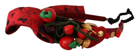 Dolce & Gabbana Red Tiara Berry Fruit Crystal Bow Hair Diadem Headband - Hilstor