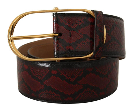 Dolce & Gabbana Red Exotic Leather Gold Oval Buckle Belt - Hilstor