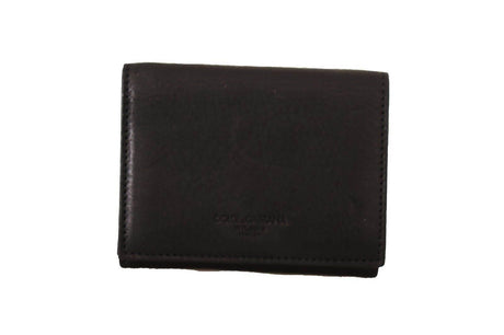 Dolce & Gabbana Black Leather Trifold Purse Belt Multi Kit Wallet - Hilstor