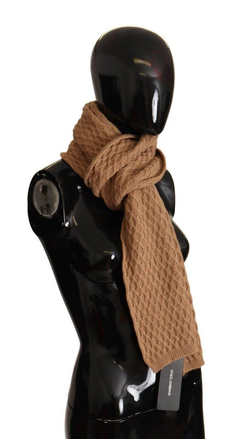 Dolce & Gabbana Dark Brown Wrap Shawl Knitted Camel Scarf - Hilstor