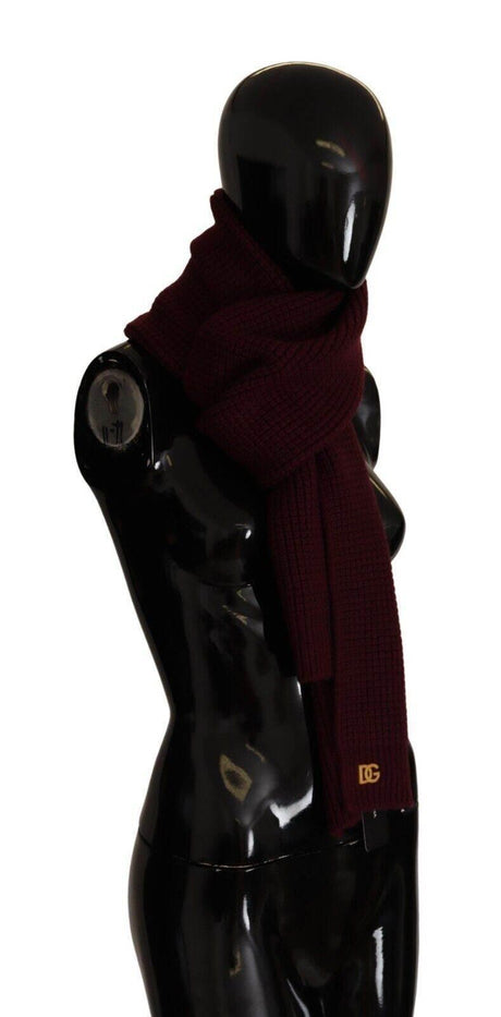 Dolce & Gabbana Dark Red Cashmere Logo Wrap Shawl Knitted Scarf - Hilstor