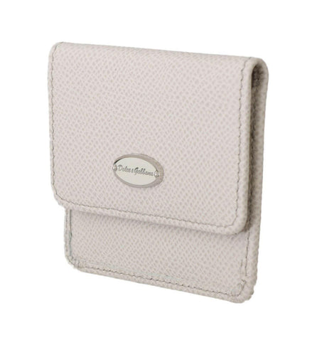 Dolce & Gabbana White Dauphine Leather Holder Pocket Wallet Condom Case - Hilstor