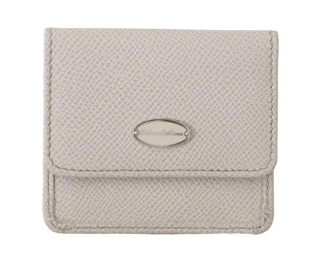 Dolce & Gabbana White Dauphine Leather Holder Pocket Wallet Condom Case - Hilstor