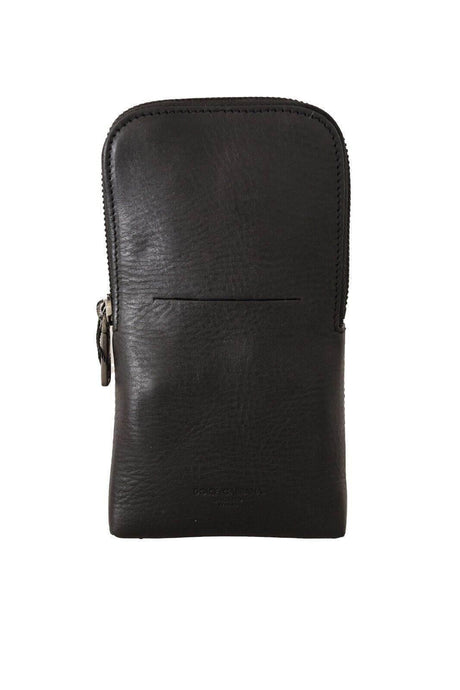 Dolce & Gabbana Black Leather Purse Double Belt Strap Multi Kit Wallet - Hilstor