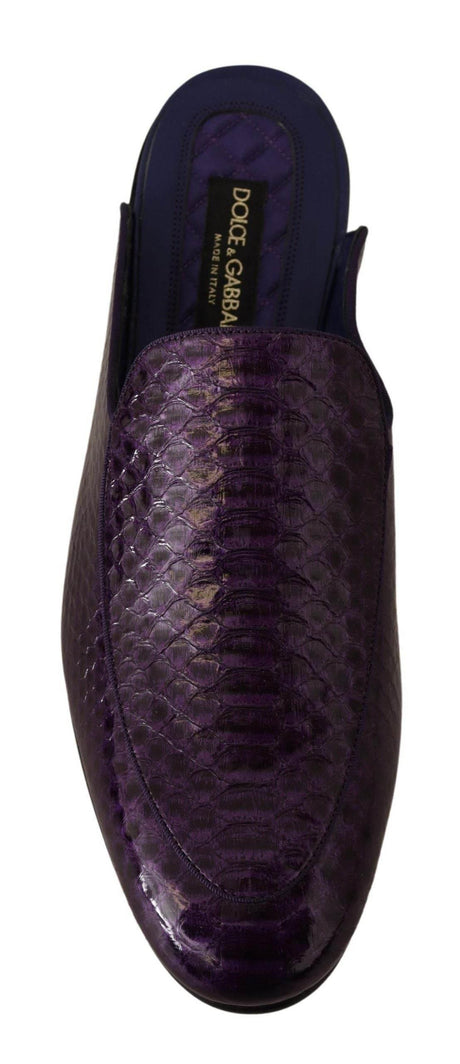 Dolce & Gabbana Purple Exotic Leather Flats Slides Shoes - Hilstor