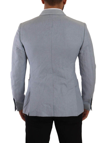 Dolce & Gabbana Blue Cotton Linen Slim Fit Jacket Coat Blazer - Hilstor