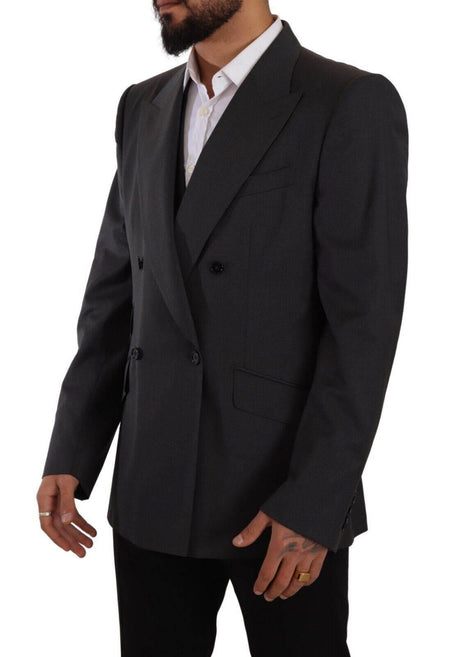 Dolce & Gabbana Gray Double Breasted 2 Piece SICILIA Blazer - Hilstor
