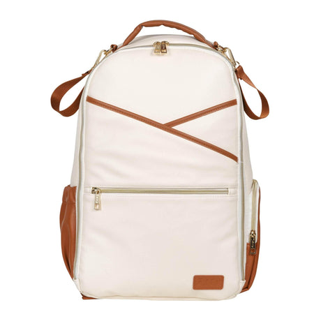 Large Diaper Backpack – Cappuccino, Spacious Vegan Leather with 16 Pockets & Changing Mat, Designed in Estonia by Ally Scandic - Hilstor