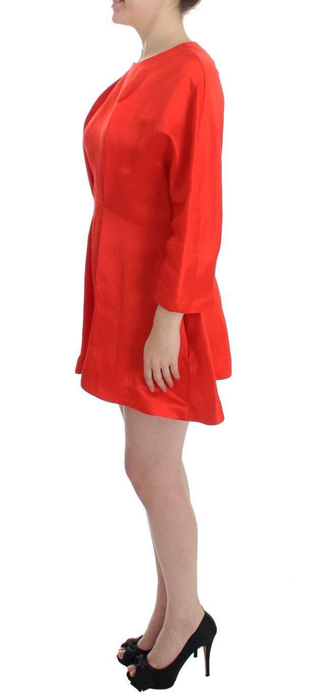 Fyodor Golan Red Mini Linen 3/4 Sleeve Sheath Dress - Hilstor