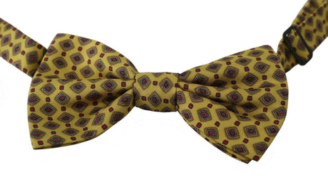 Dolce & Gabbana Yellow Pattern Silk Adjustable Neck Tie - Hilstor