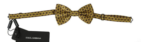 Dolce & Gabbana Yellow Pattern Silk Adjustable Neck Tie - Hilstor