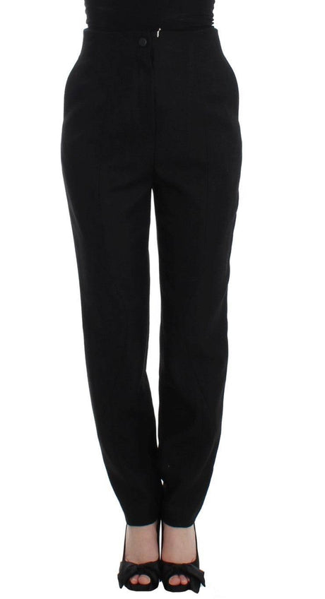 KAALE SUKTAE Black High Waist Straight Slim Dress Pants - Hilstor