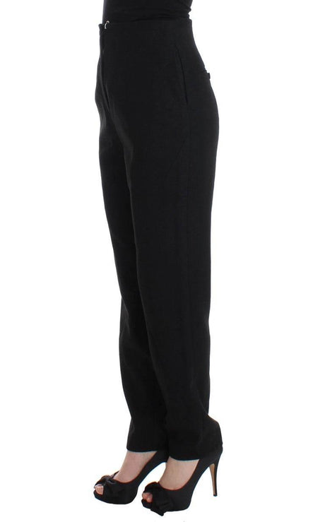 KAALE SUKTAE Black High Waist Straight Slim Dress Pants - Hilstor