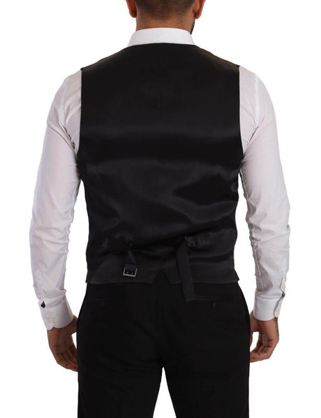 Dolce & Gabbana Black Striped Wool Silk Waistcoat Vest - Hilstor