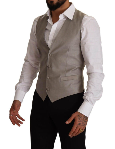 Dolce & Gabbana Beige Wool Single Breasted Waistcoat Vest - Hilstor