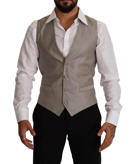 Dolce & Gabbana Beige Wool Single Breasted Waistcoat Vest - Hilstor
