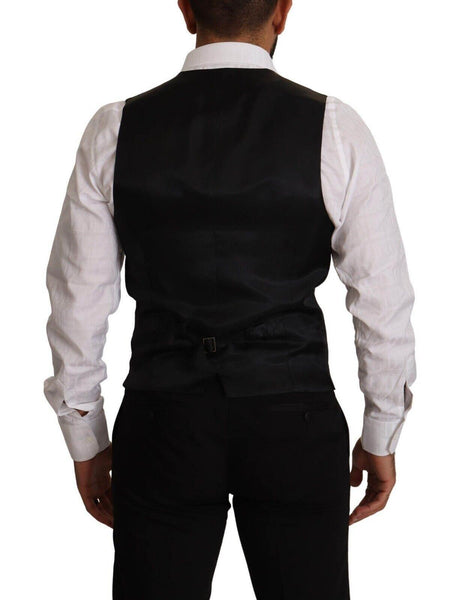 Dolce & Gabbana Blue Striped Wool Stretch Waistcoat Vest - Hilstor