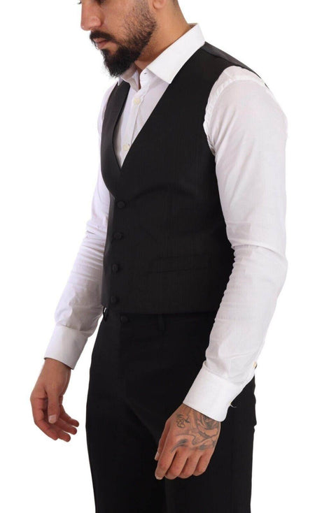 Dolce & Gabbana Gray Silk Slim Fit Waistcoat Formal Vest - Hilstor