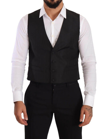 Dolce & Gabbana Gray Silk Slim Fit Waistcoat Formal Vest - Hilstor