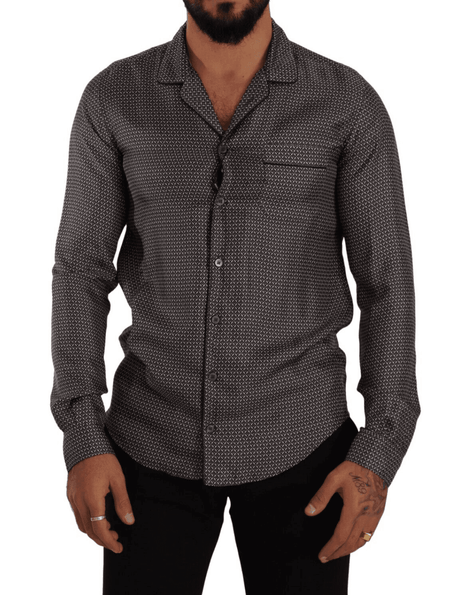 Dolce & Gabbana Gray Fantasy Pattern Pajama Top Mens Shirt - Hilstor