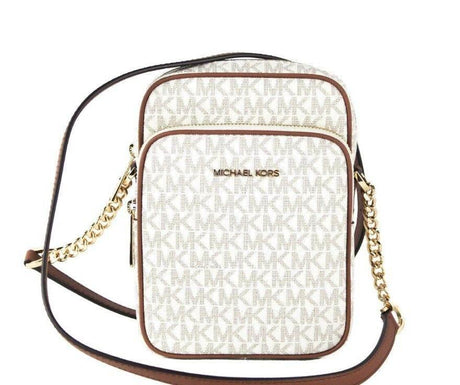 Michael Kors Jet Set Medium Vanilla PVC North South Chain Crossbody Handbag - Hilstor