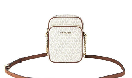 Michael Kors Jet Set Medium Vanilla PVC North South Chain Crossbody Handbag - Hilstor