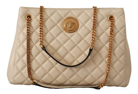 Versace Elegant Quilted Nappa Leather Tote - Hilstor