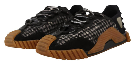 Dolce & Gabbana Black White Fabric Lace Up NS1 Sneakers - Hilstor