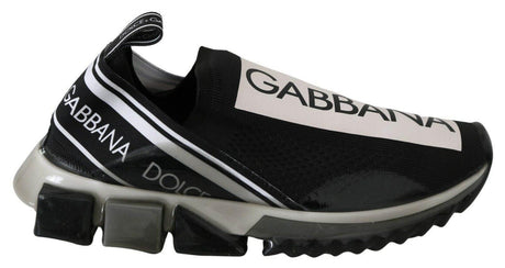 Dolce & Gabbana Black White SORRENTO Sport Stretch Sneakers - Hilstor