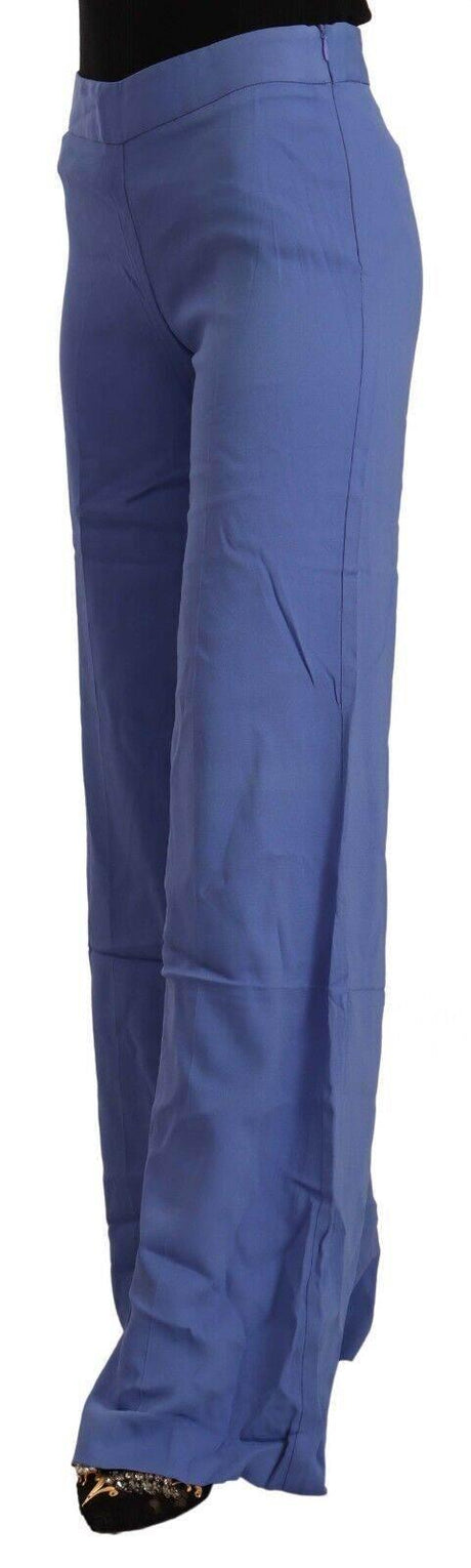 P.A.R.O.S.H. Blue High Waist Viscose Straight Wide Leg Pants - Hilstor