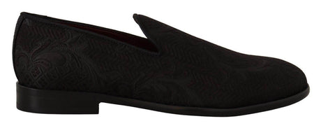 Dolce & Gabbana Black Floral Brocade Slippers Loafers Shoes - Hilstor