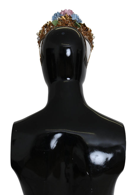 Dolce & Gabbana Gold Crystal Purple Hortensia Headband Crown Diadem - Hilstor
