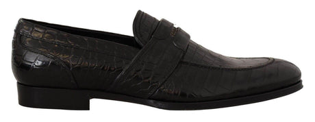 Dolce & Gabbana Black Crocodile Leather Slip On Moccasin Shoes - Hilstor