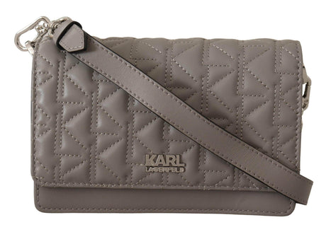 Karl Lagerfeld Elegant Grey Leather Crossbody Bag - Hilstor