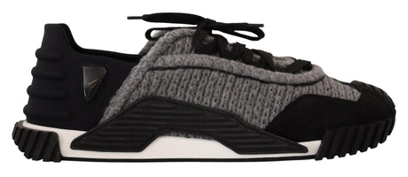 Dolce & Gabbana Black Gray Fabric Lace Up NS1 Sneakers Shoes - Hilstor