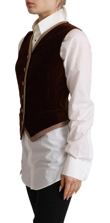 Dolce & Gabbana Bordeaux Velvet Cotton V-neck Sleeveless Vest Top - Hilstor